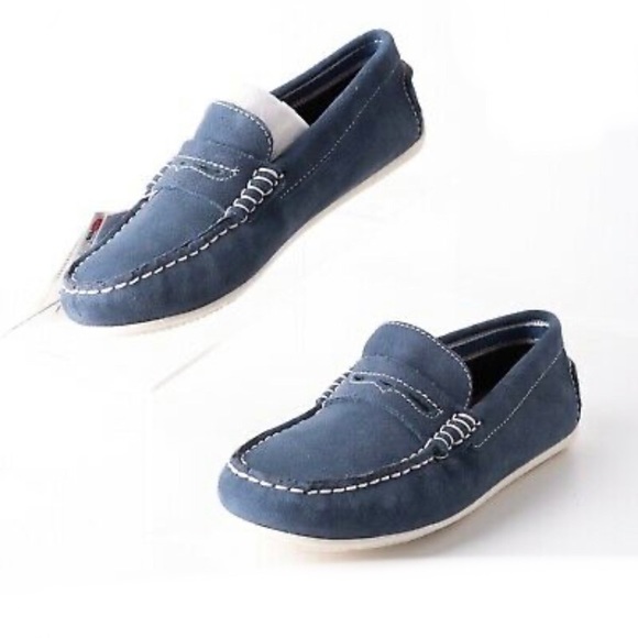 𝗡𝗪𝗧 𝗭𝗮𝗿𝗮 • Blue Leather Penny Loafers - Picture 4 of 14